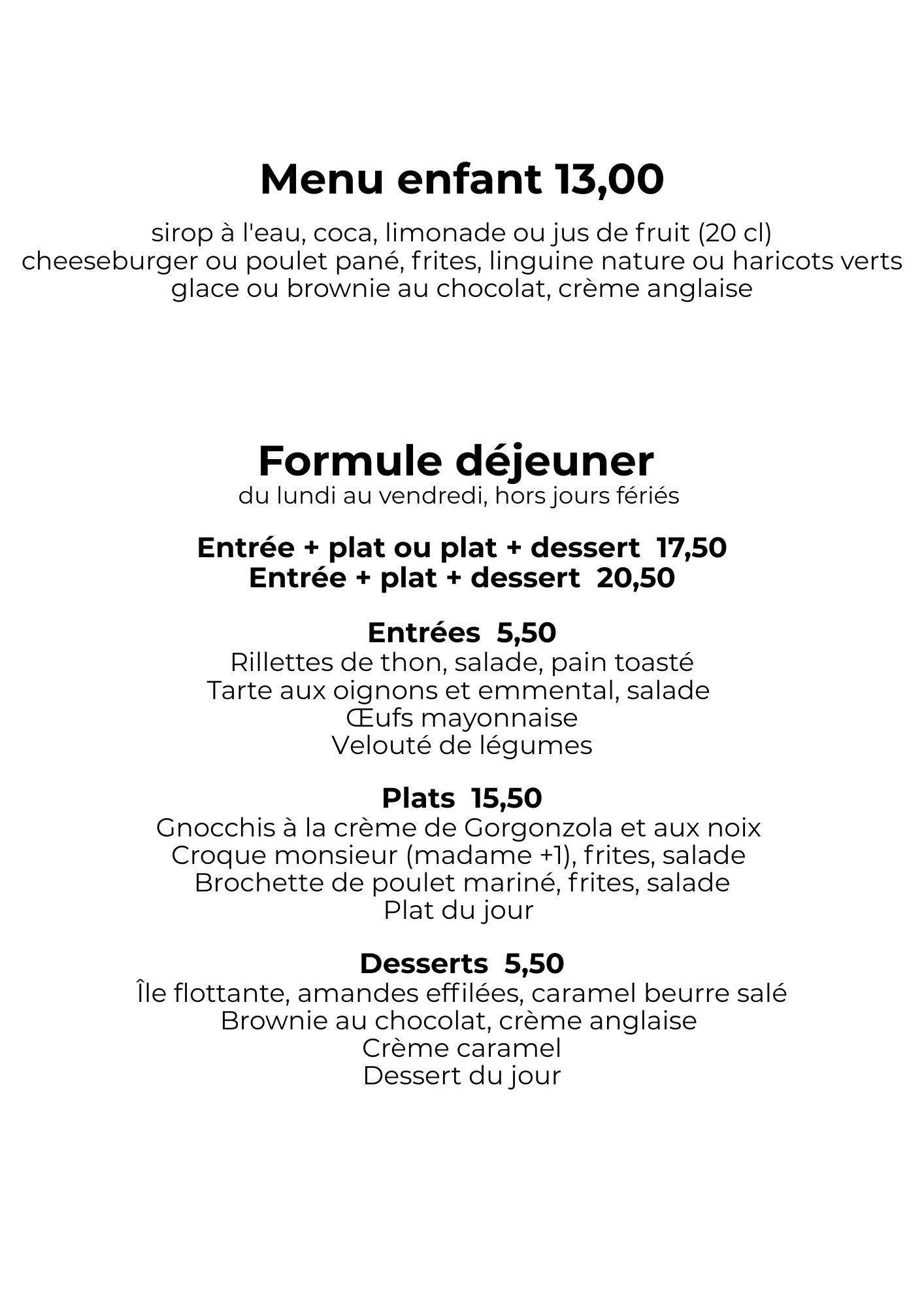 menu en chargement